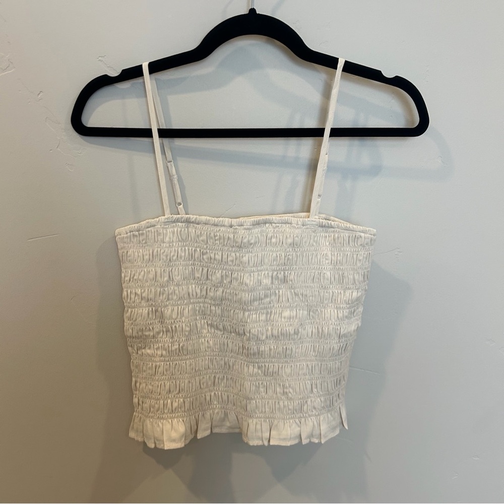 American Eagle Smocked Tank Top, Tan, Small